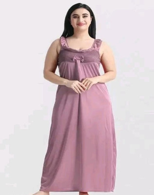 A K FASHION Women Nighty(Pink, Purple)