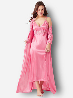 DreamBe Women Nighty with Robe(Pink)