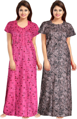 ecomguru Women Nighty Set(Pink, Grey)