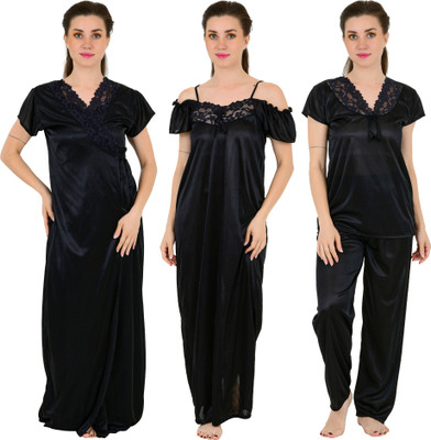 KEOTI Women Nighty Set(Black)