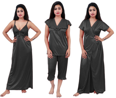mysie Women Nighty Set(Black)