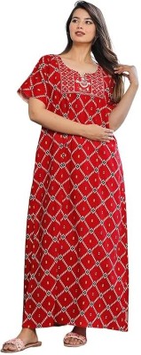 PINKCITYCRAFT Women Nighty(Red)