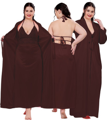 ANNA TEXTILES Women Nighty(Brown)