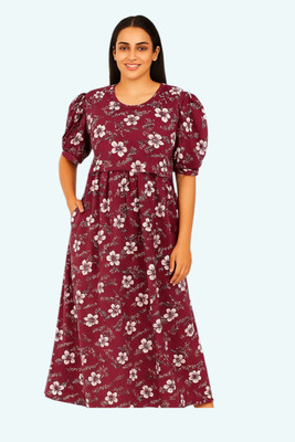 SARSAH Women Maternity/Nursing Nighty(Maroon)