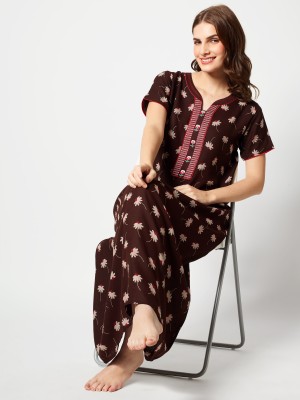 ZEYO Women Nighty(Brown)