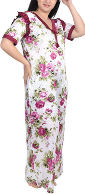CAT LEYER Women Maternity/Nursing Nighty(Purple)