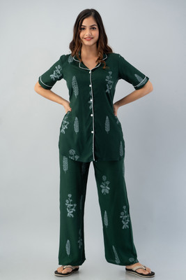 TRINABH Women Nightdress(Dark Green)