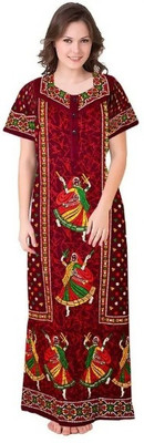 Gauri Creation Women Nighty(Maroon)