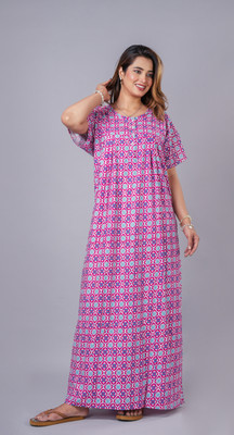 Mahadev aura Women Nighty(Pink)