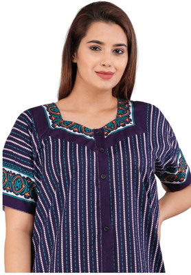 Durga Enterprises Women Maternity/Nursing Nighty(Purple)