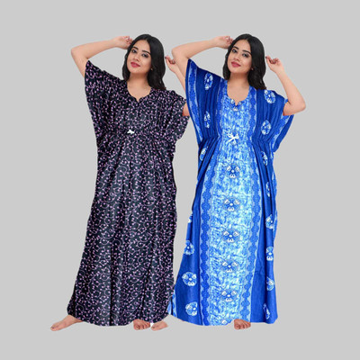 PR PINK ROYALL Women Nighty(Blue)