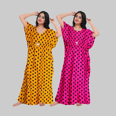 RUCHIKA ENTERPRISES Women Nighty(Pink, Yellow)