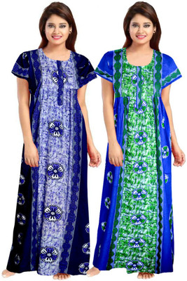 zalya Women Nighty Set(Multicolor)