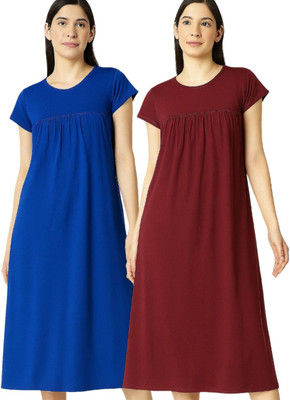 ENDGAME Women Nighty(Blue, Maroon)