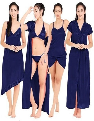 Minha Women Nighty Set(Blue)
