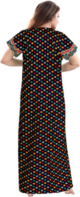 MSA Women Nighty(Red, Multicolor)