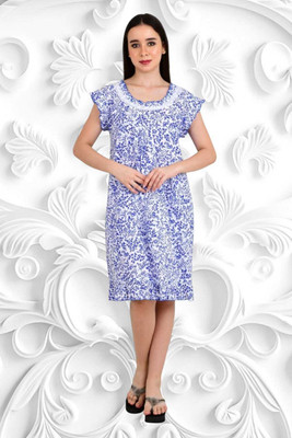 MONAL Women Nighty(Blue, White)