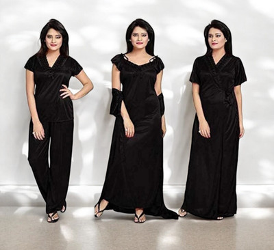 HouseOfCommon Women Nighty Set(Black)