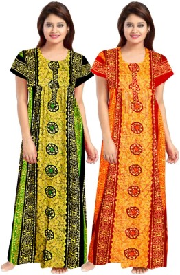 PVR Women Nighty Set(Green, Red, Yellow)