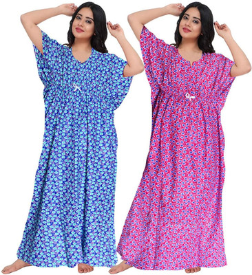 Saviaara Women Nighty(Multicolor)