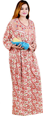 NACNO Women Maternity/Nursing Nighty(Multicolor)