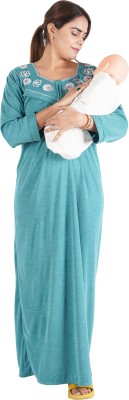 Bonjour Fashion Women Maternity/Nursing Nighty(Blue)