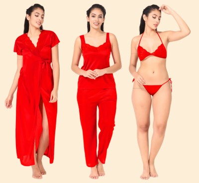 Roxworld Women Nighty Set(Red)