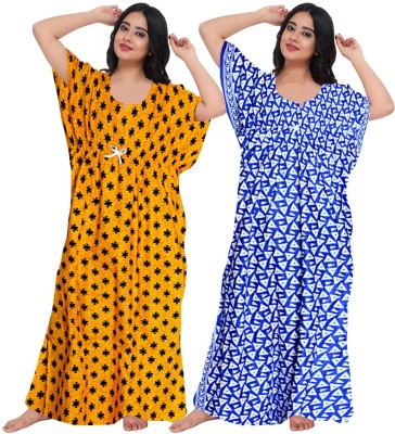 Hans Craft And Art Women Nighty Set(Yellow, Blue)