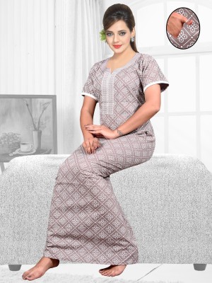 SHLOKE Women Nightdress(Grey)