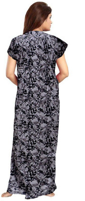 VRSU Women Nightdress(Grey, Black)