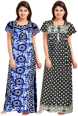 Aryansh Enterprises Women Nightdress(Blue, Black)