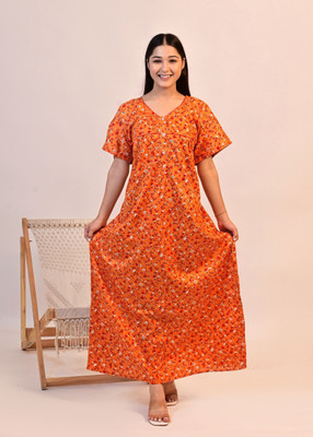 PAL CLOTHING Women Nighty(Orange, Red, White)