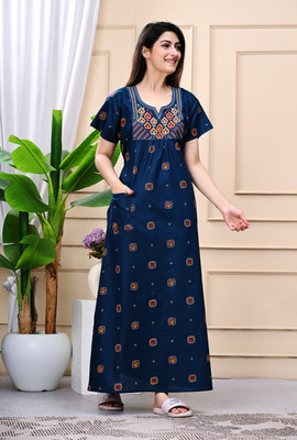 fashiongrape Women Nighty(Blue)