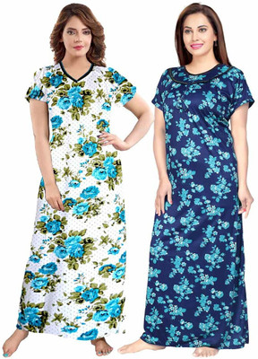 Hans Crafted Women Nighty(Multicolor)
