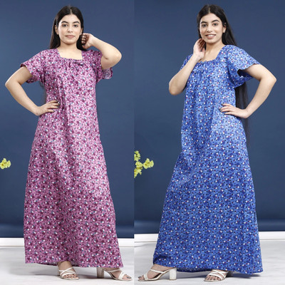 KrishvProducts Women Nighty(Multicolor)