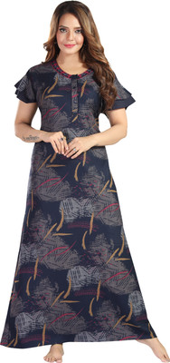 TRUNDZ Women Nighty(Blue)