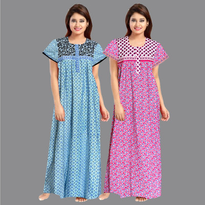 Sharma Distributor Women Nighty(Blue, Pink)