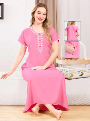 TRUNDZ Women Nighty(Pink)
