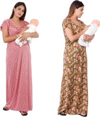 RILO Women Maternity/Nursing Nighty(Multicolor)