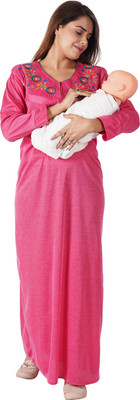 REN STAR Women Maternity/Nursing Nighty(Pink)