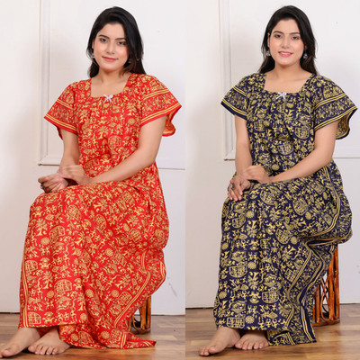 RAKESH FASHION Women Nighty(Red)