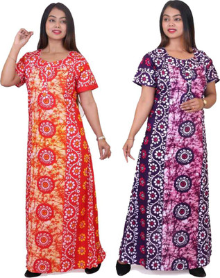 FAVNIC Women Nighty(Multicolor)