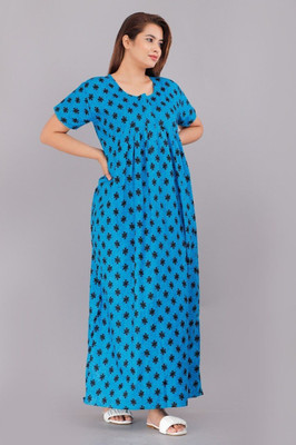 Homezilla Women Nighty(Blue)