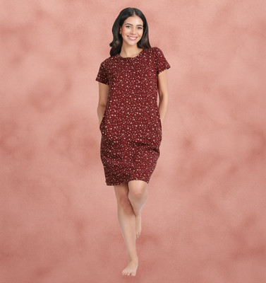 shyaway Women Nightdress(Maroon)