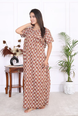 SILVER ORGANISATION Women Nighty(Brown)