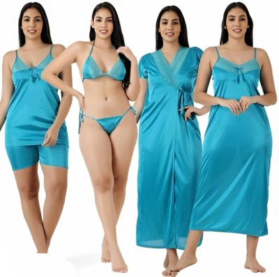 PN Brothers Women Nighty Set(Light Blue)