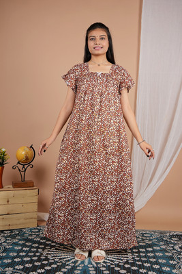 Hitisha Enterprises Women Nighty(Brown)