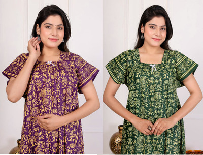 mudrika fashions Women Nighty(Green)