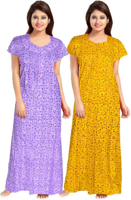 Arti fashion Women Maternity/Nursing Nighty(Purple, Yellow)