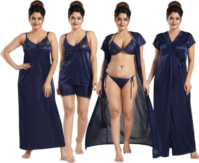 HouseOfCommon Women Nighty Set(Black)